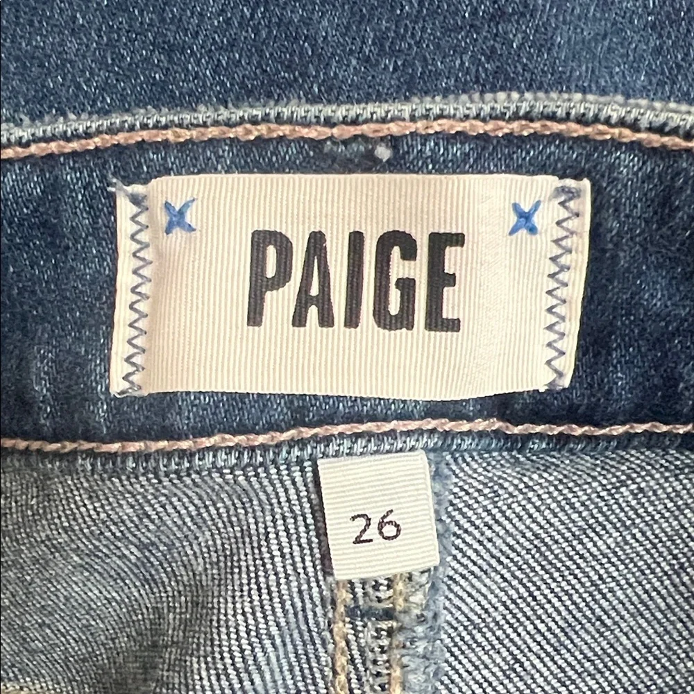 PAIGE High Rise Button-Fly Jeans in Dark Blue - Picture 2 of 14